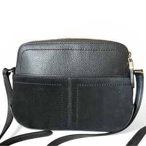 Talbots Genuine Pebbled Leather and Suede Ellis Crossbody Bag - Black